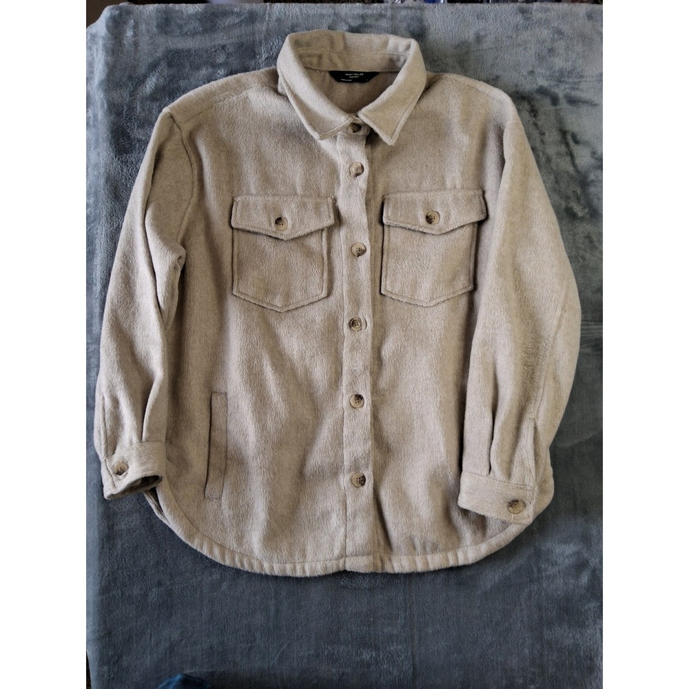 Mens Members Mark Size Large‎ Shacket Tan Beige Khaki Button Down